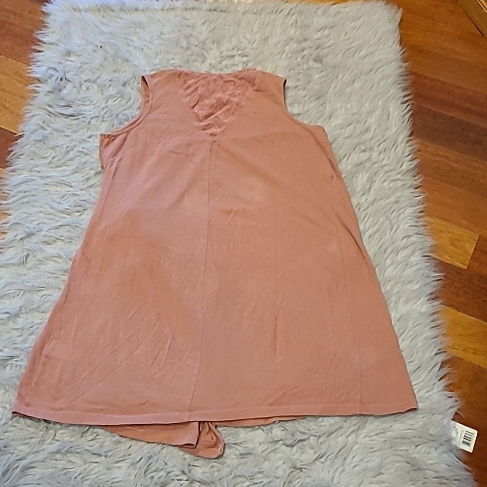 Roxy womens dusty rose long cotton and lace waist tied‎ vest size small - Picture 5 of 7